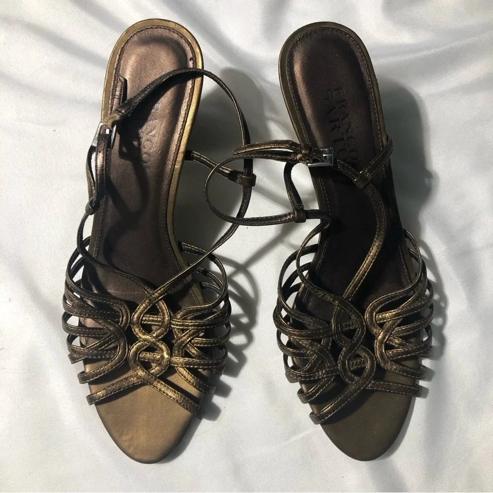 Franco Sarto Bronze Strappy Sandals with 2" Heel